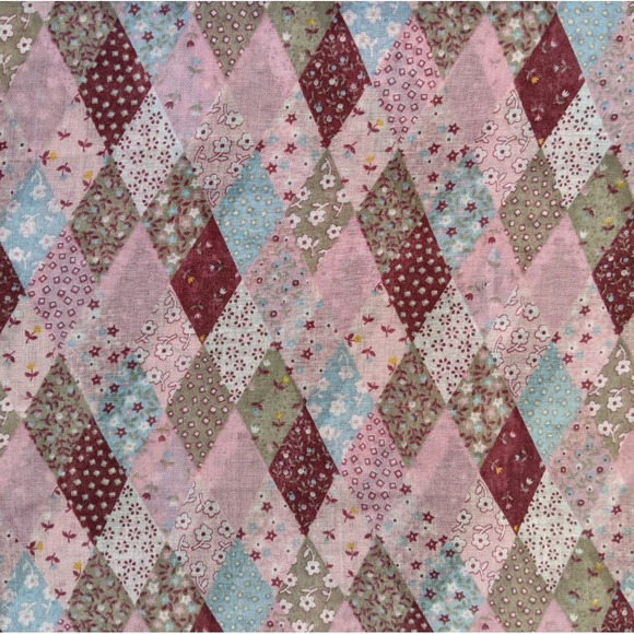Vintage 70's Pink Calico Cheater Cloth Style Fabric Floral Patchwork 44